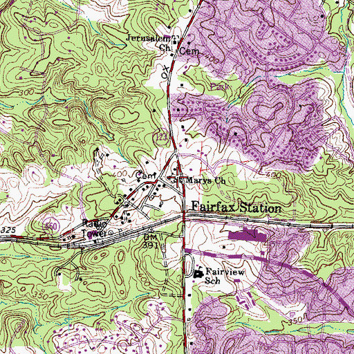 Topographic Map of Saint Marys Church, VA