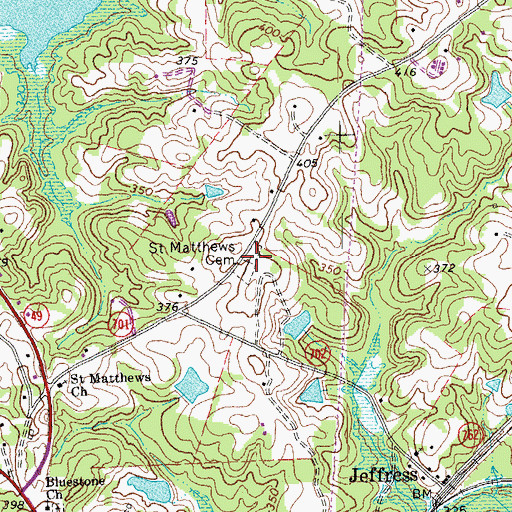 Topographic Map of Saint Matthews Cemetery, VA