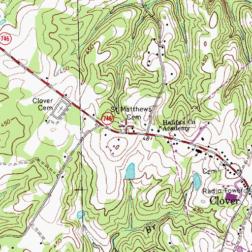 Topographic Map of Saint Matthews Cemetery, VA
