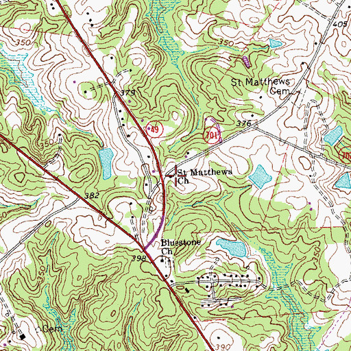 Topographic Map of Saint Matthews Church, VA