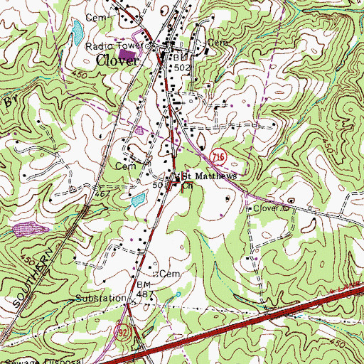 Topographic Map of Saint Matthews Church, VA