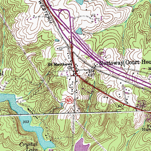 Topographic Map of Saint Matthews Church, VA