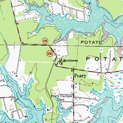 Topographic Map of Saint Matthews Church, VA