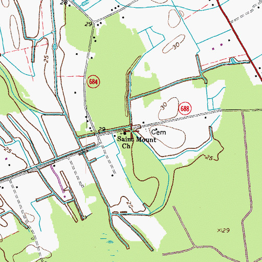 Topographic Map of Saint Mount Church, VA