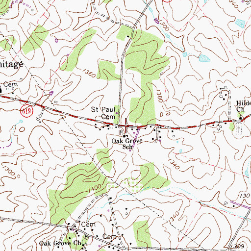 Topographic Map of Saint Paul Cemetery, VA