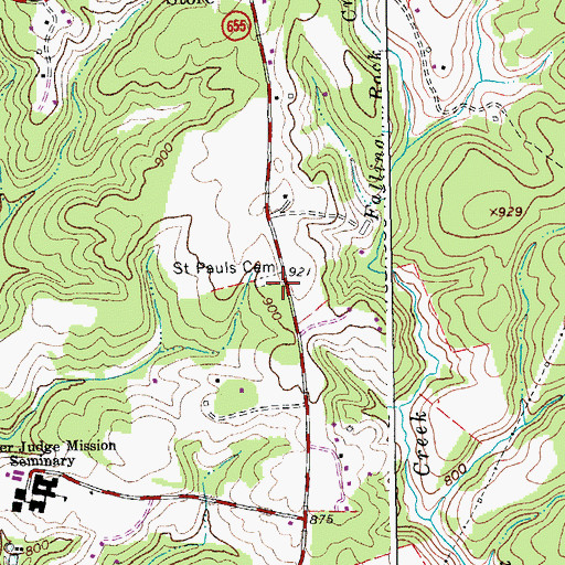 Topographic Map of Saint Pauls Cemetery, VA