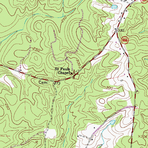 Topographic Map of Saint Pauls Chapel, VA