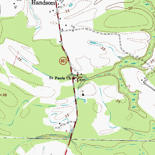 Topographic Map of Saint Pauls Church, VA