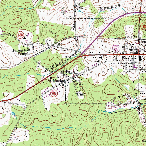 Topographic Map of Saint Pauls Church, VA