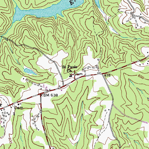 Topographic Map of Saint Pauls Church, VA