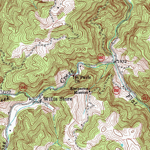 Topographic Map of Saint Pauls Church, VA