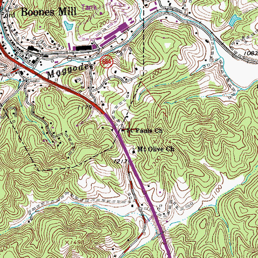 Topographic Map of Saint Pauls Church, VA