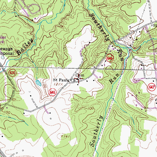 Topographic Map of Saint Pauls Church, VA
