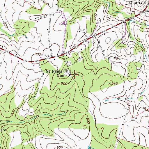 Topographic Map of Saint Pauls Church, VA