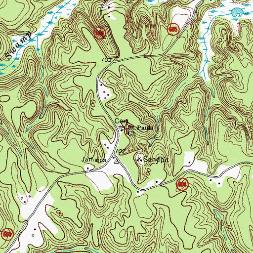 Topographic Map of Saint Pauls Church, VA