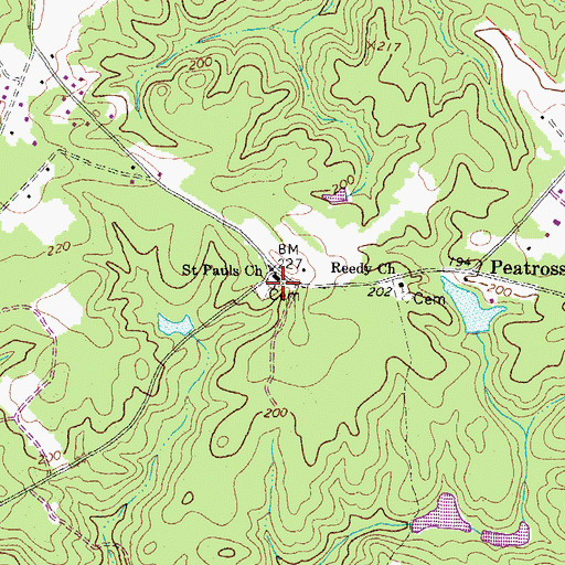 Topographic Map of Saint Pauls Church, VA