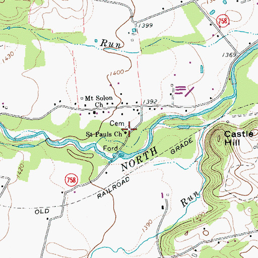 Topographic Map of Saint Pauls Church, VA