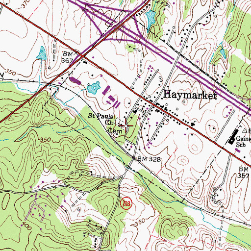 Topographic Map of Saint Pauls Church, VA