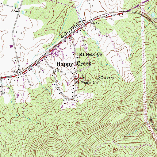 Topographic Map of Saint Pauls Church, VA