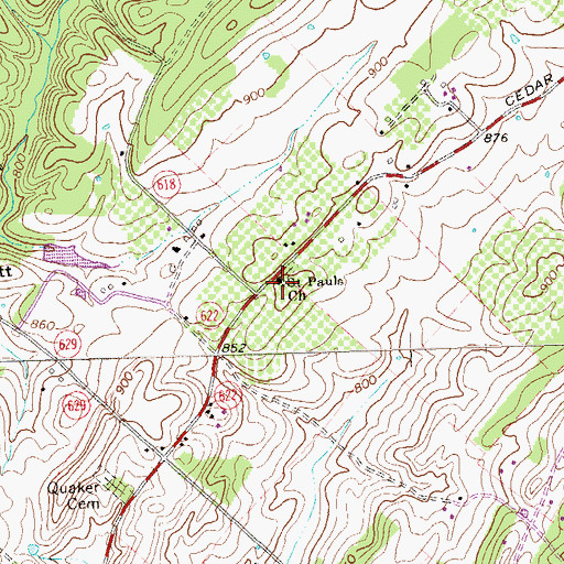 Topographic Map of Saint Pauls Church, VA