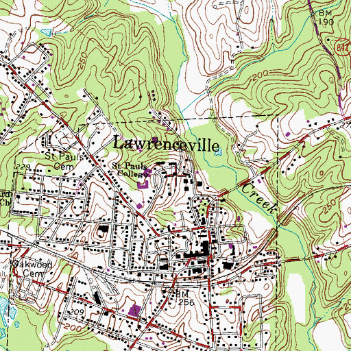 Topographic Map of Saint Paul's College, VA