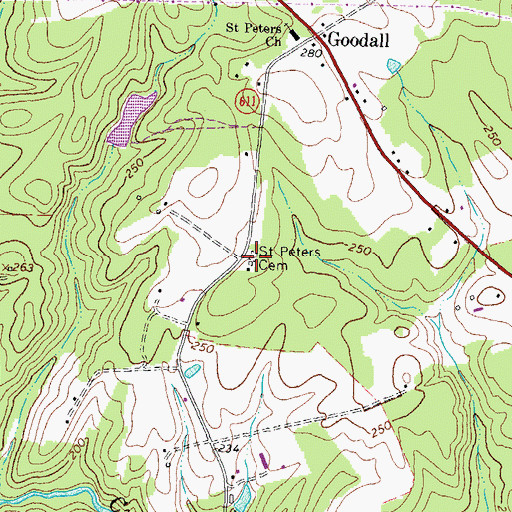Topographic Map of Saint Peters Cemetery, VA