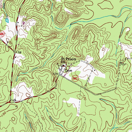 Topographic Map of Saint Peters Church, VA