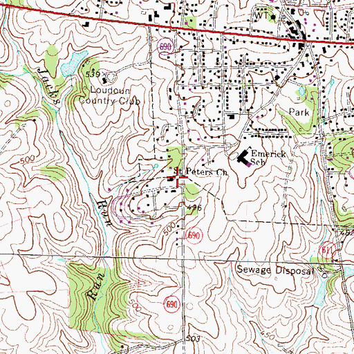 Topographic Map of Saint Peters Church, VA