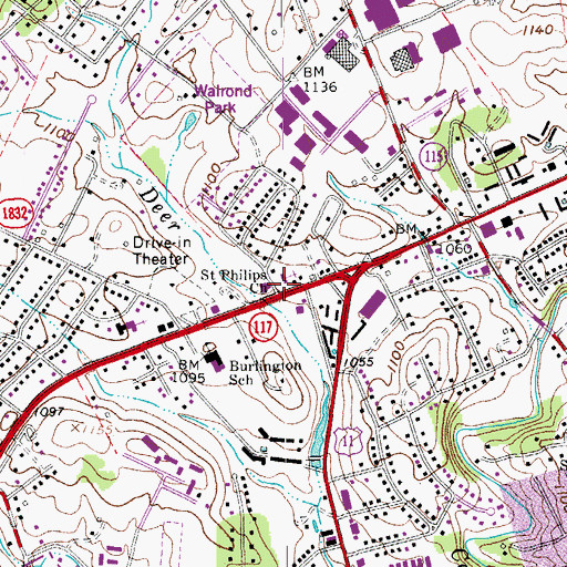 Topographic Map of Saint Phillips Church, VA