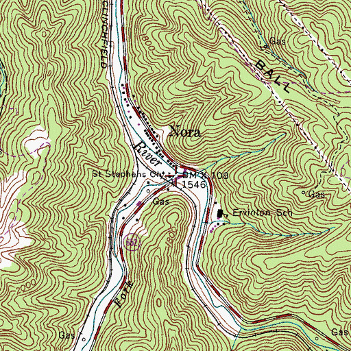 Topographic Map of Saint Stephens Church, VA