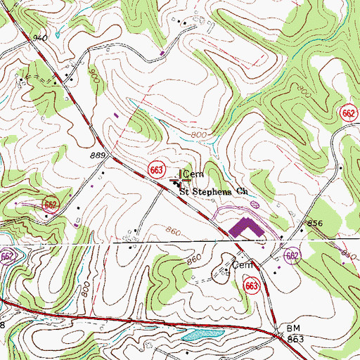 Topographic Map of Saint Stephens Church, VA
