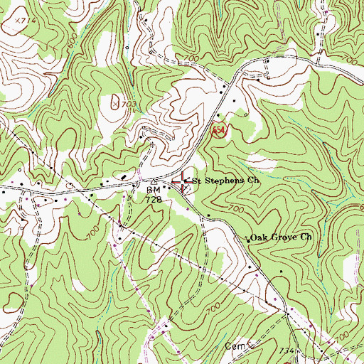 Topographic Map of Saint Stephens Church, VA