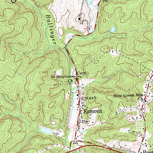 Topographic Map of Saint Stephens Church, VA