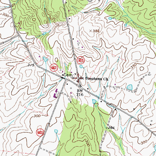 Topographic Map of Saint Stephens Church, VA
