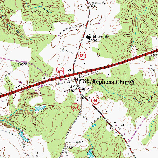 Topographic Map of Saint Stephens Church, VA