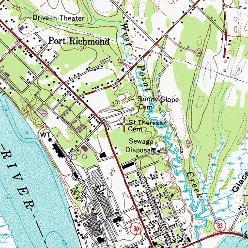 Topographic Map of Saint Theresas Cemetery, VA