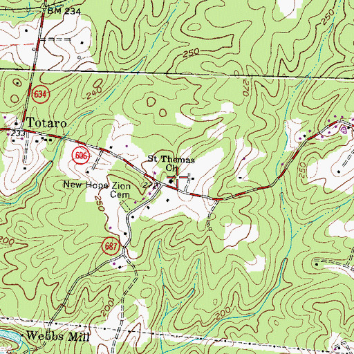Topographic Map of Saint Thomas Church, VA