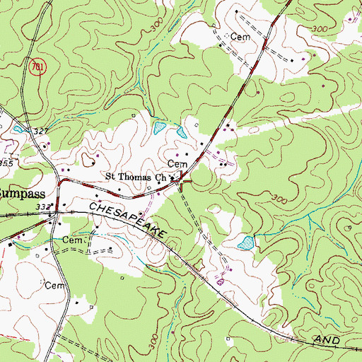 Topographic Map of Saint Thomas Church, VA