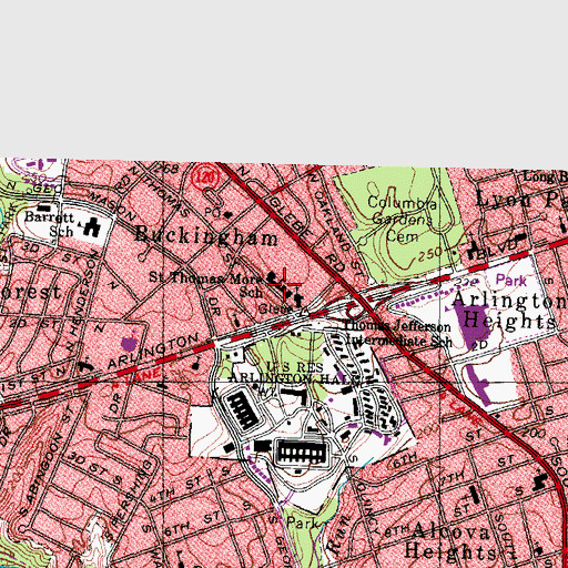 Topographic Map of Saint Thomas More Cathedral School, VA