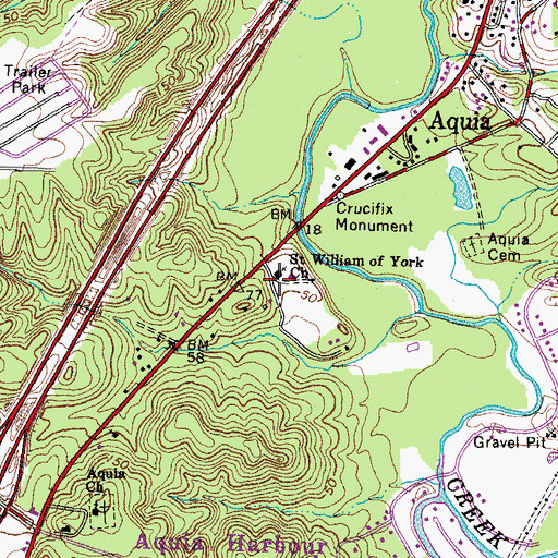 Topographic Map of Saint William of York Church, VA