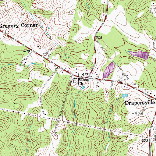Topographic Map of Salem Church, VA