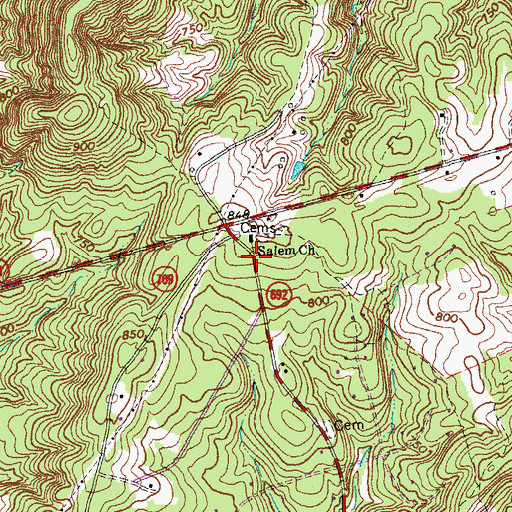 Topographic Map of Salem Church, VA