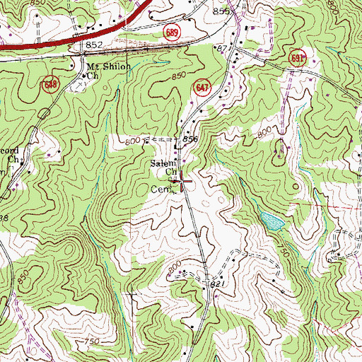 Topographic Map of Salem United Methodist Church, VA