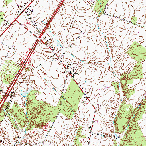 Topographic Map of Salem Church, VA