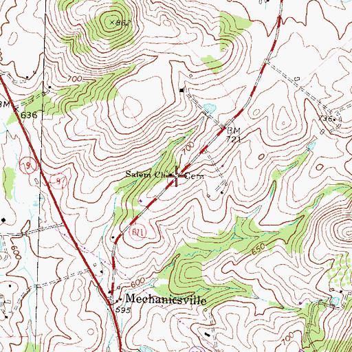Topographic Map of Salem Church, VA