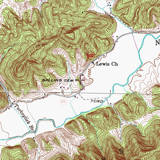 Topographic Map of Salling Cemetery, VA
