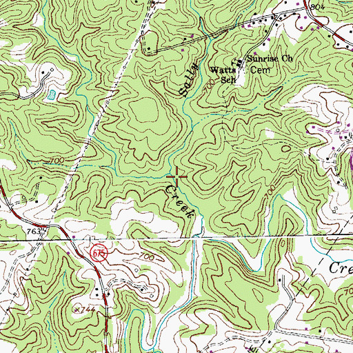 Topographic Map of Sally Creek, VA
