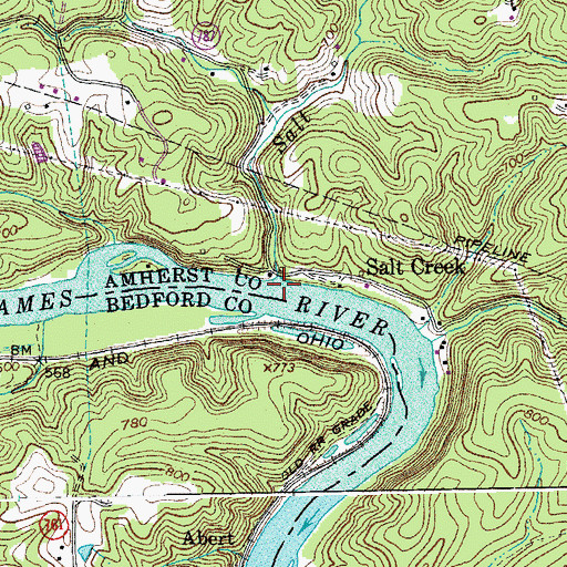 Topographic Map of Salt Creek, VA