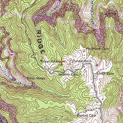 Topographic Map of Salyer Cemetery, VA