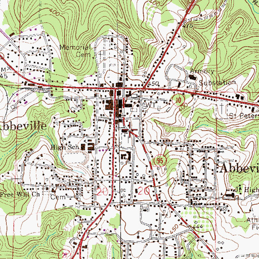 Topographic Map of First Baptist Church, AL